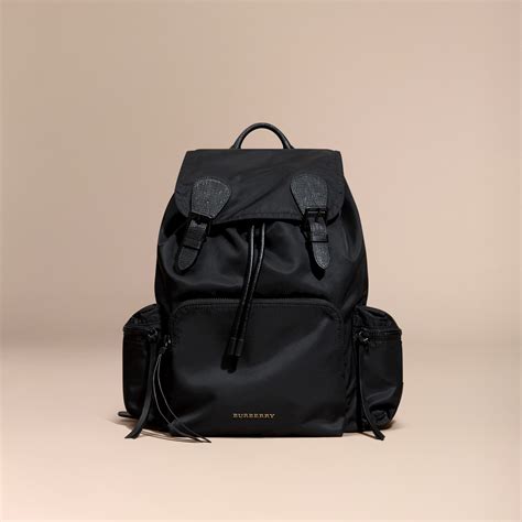 burberry large technical nylon & leather rucksack navy|BURBERRY Technical Nylon Large Rucksack Backpack Black .